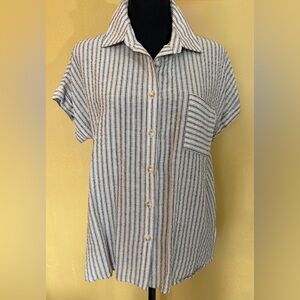 Blu Pepper Black and White Striped Button-Down Shirt